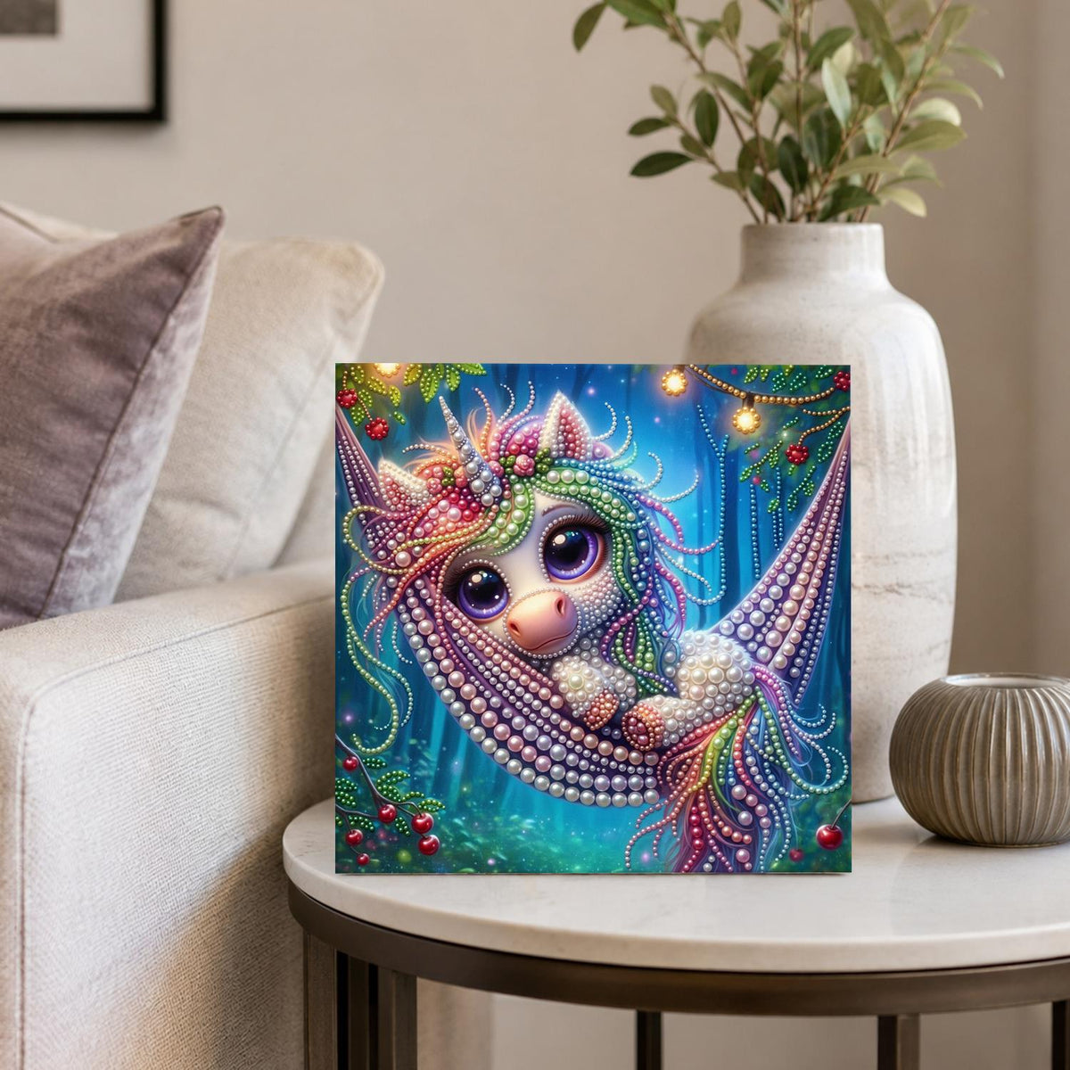 Unicorn Napping in a Hammock pearl painting – image 4