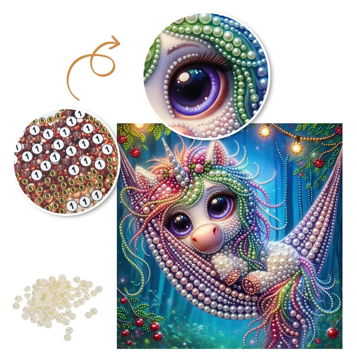 Unicorn Napping in a Hammock pearl painting – image 6