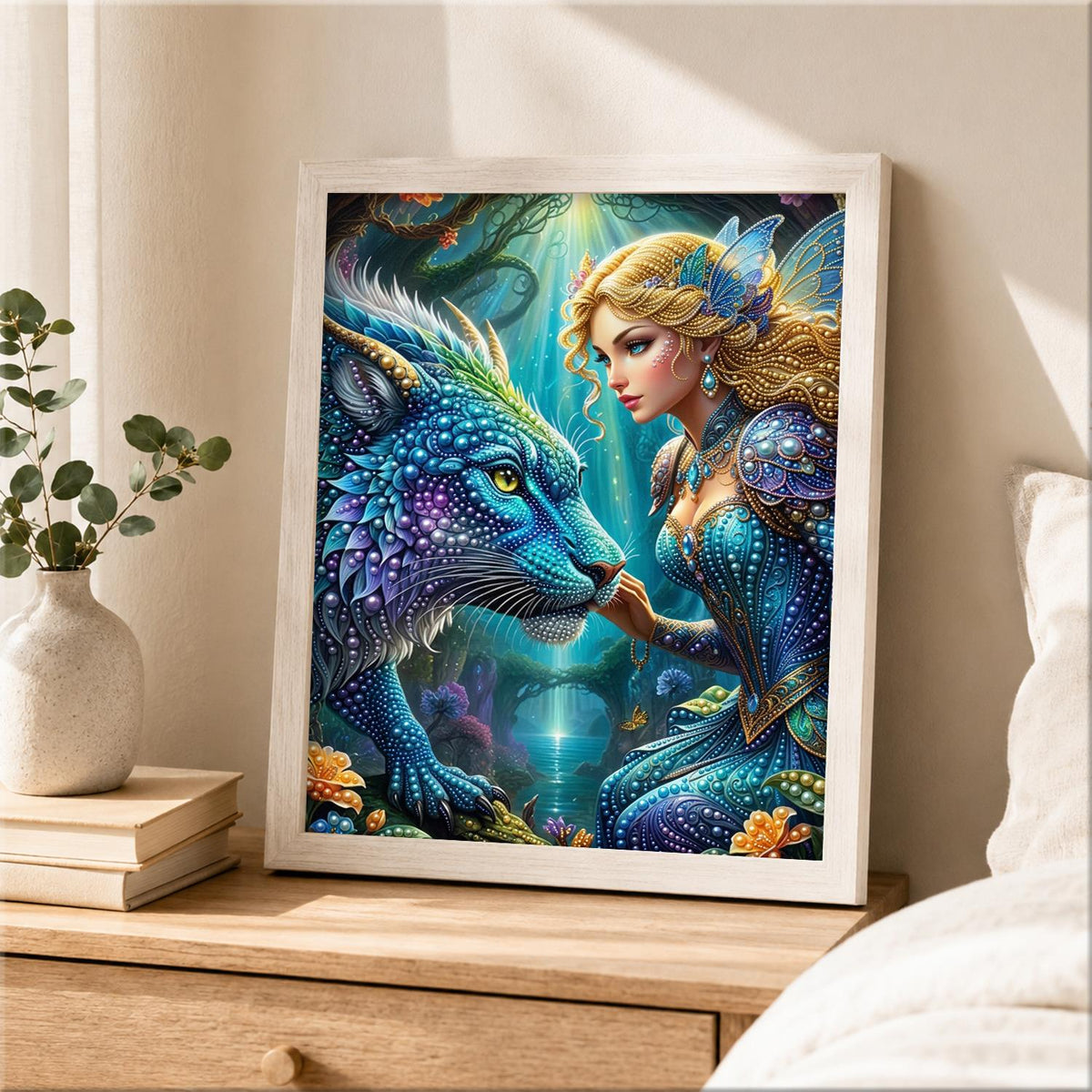 Fairy Maiden and Sapphire Dragon pearl painting – image 2