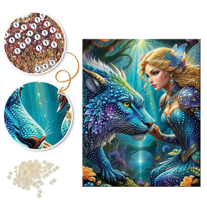 Fairy Maiden and Sapphire Dragon pearl painting – image 6