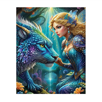 Fairy Maiden and Sapphire Dragon pearl painting – image 11