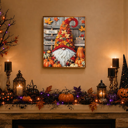 Leaf-Hat Harvest Gnome pearl painting – image 3
