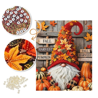 Leaf-Hat Harvest Gnome pearl painting – image 6