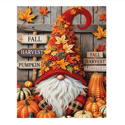 Leaf-Hat Harvest Gnome pearl painting – image 11