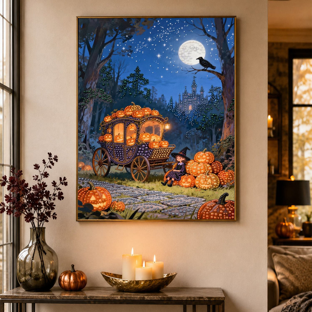 Pumpkin Coach by Moonlight pearl painting – image 4