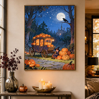 Pumpkin Coach by Moonlight pearl painting – image 4