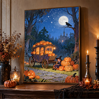 Pumpkin Coach by Moonlight pearl painting – image 5