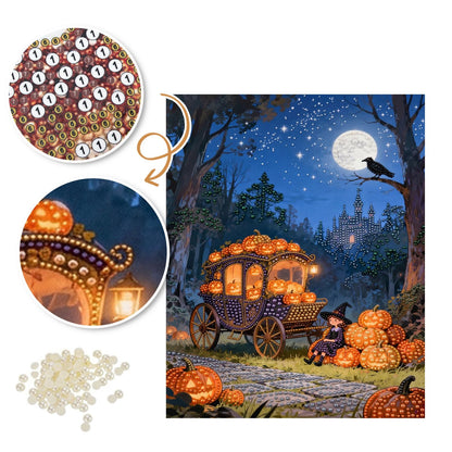 Pumpkin Coach by Moonlight pearl painting – image 6