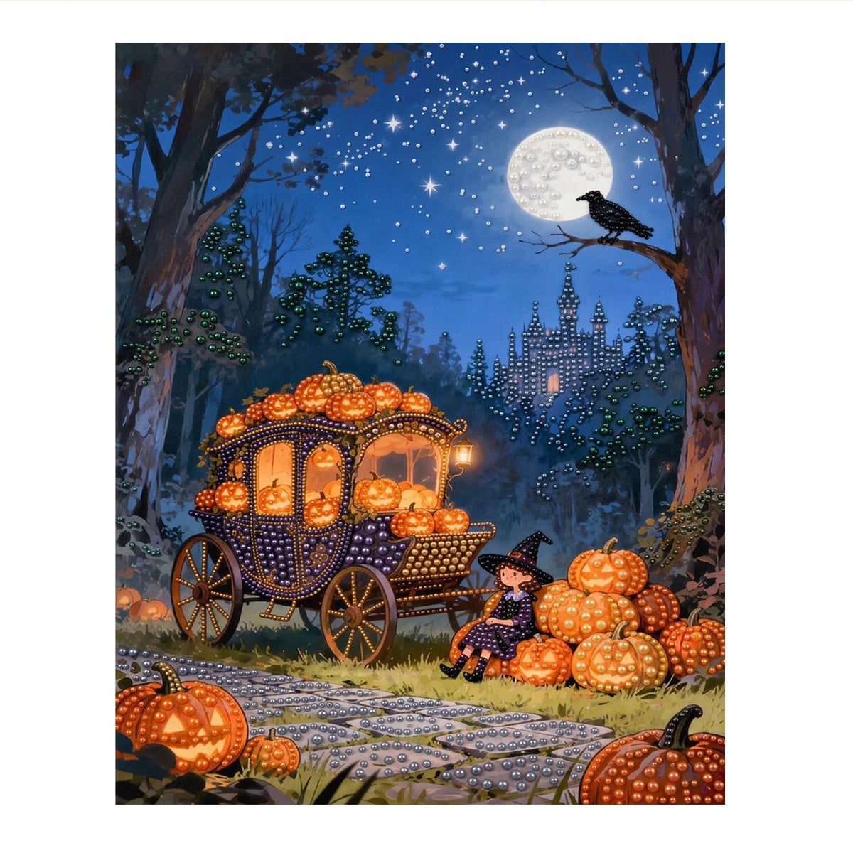 Pumpkin Coach by Moonlight pearl painting – image 11