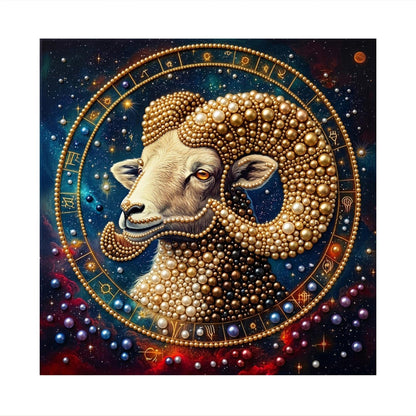 Golden Aries in a Starry Wheel pearl painting – image 11