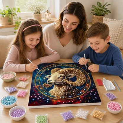 Golden Aries in a Starry Wheel pearl painting – image 15