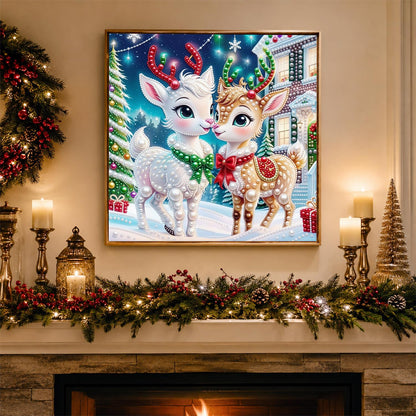 Reindeer Fawns with Red Bows pearl painting – image 3