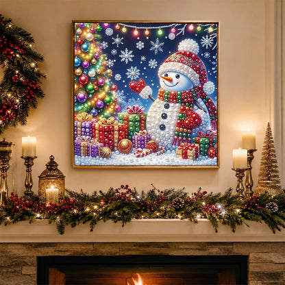 Snowman Holding a Red Heart pearl painting – image 3