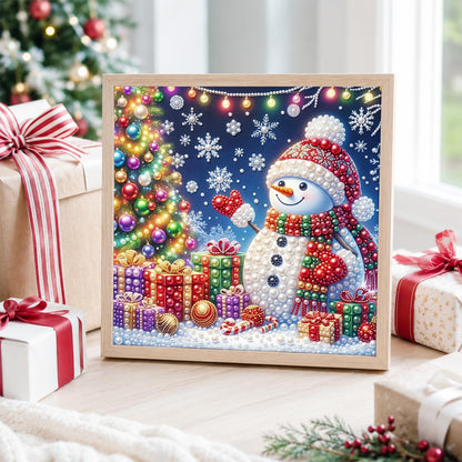 Snowman Holding a Red Heart pearl painting – image 4