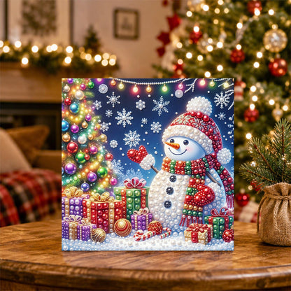 Snowman Holding a Red Heart pearl painting – image 5