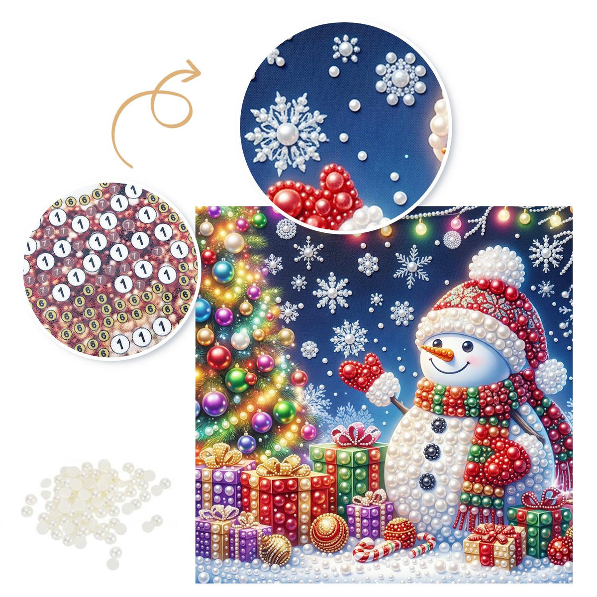 Snowman Holding a Red Heart pearl painting – image 6