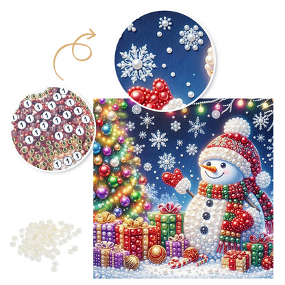 Snowman Holding a Red Heart pearl painting – image 6