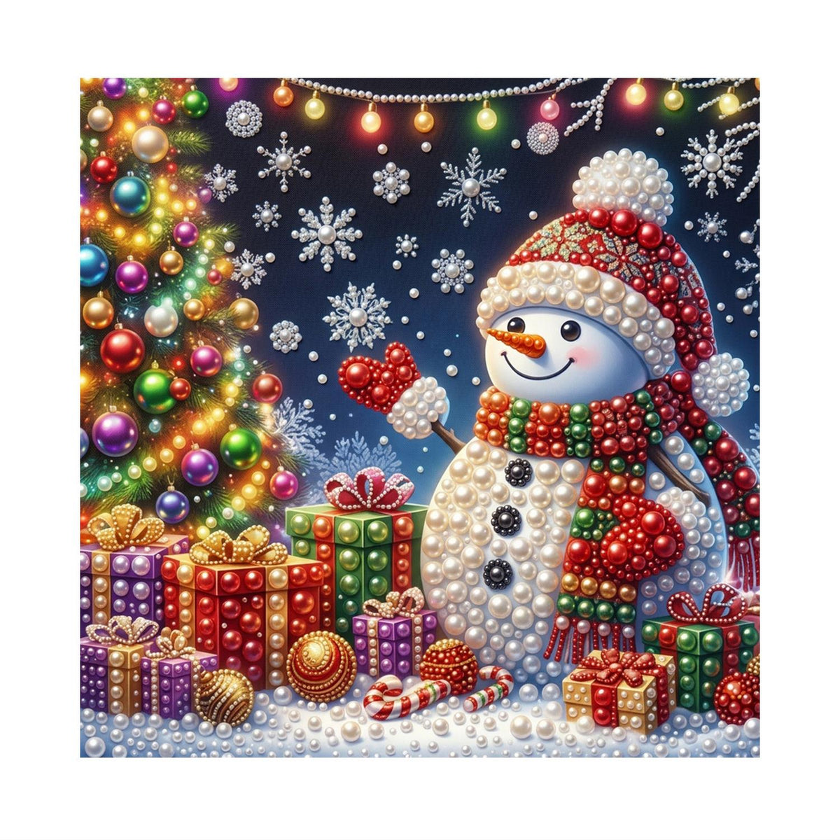 Snowman Holding a Red Heart pearl painting – image 11