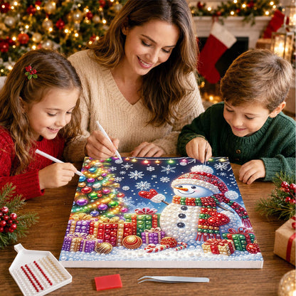 Snowman Holding a Red Heart pearl painting – image 15