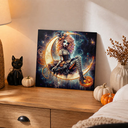 Curly-Haired Doll on the Moon pearl painting – image 2