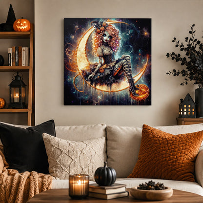 Curly-Haired Doll on the Moon pearl painting – image 3