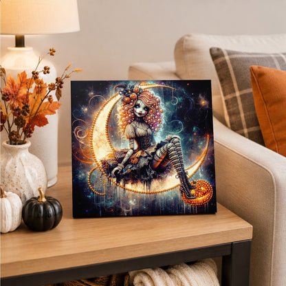 Curly-Haired Doll on the Moon pearl painting – image 4