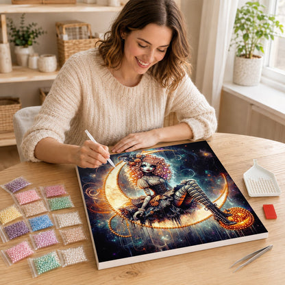 Curly-Haired Doll on the Moon pearl painting – image 16