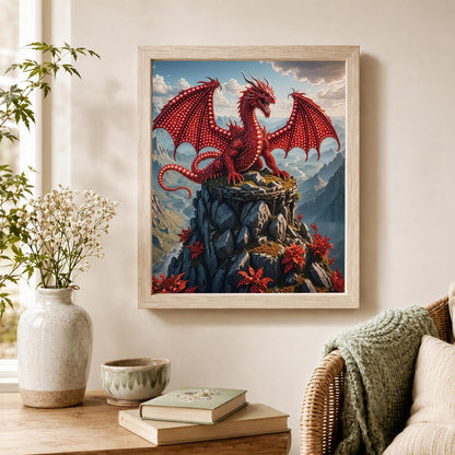 Scarlet Wings Above Misty Peaks pearl painting – image 4