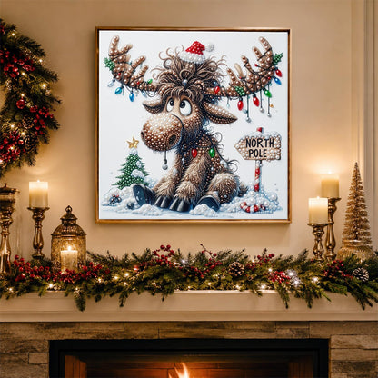 Tangled Lights North Pole Moose pearl painting – image 3