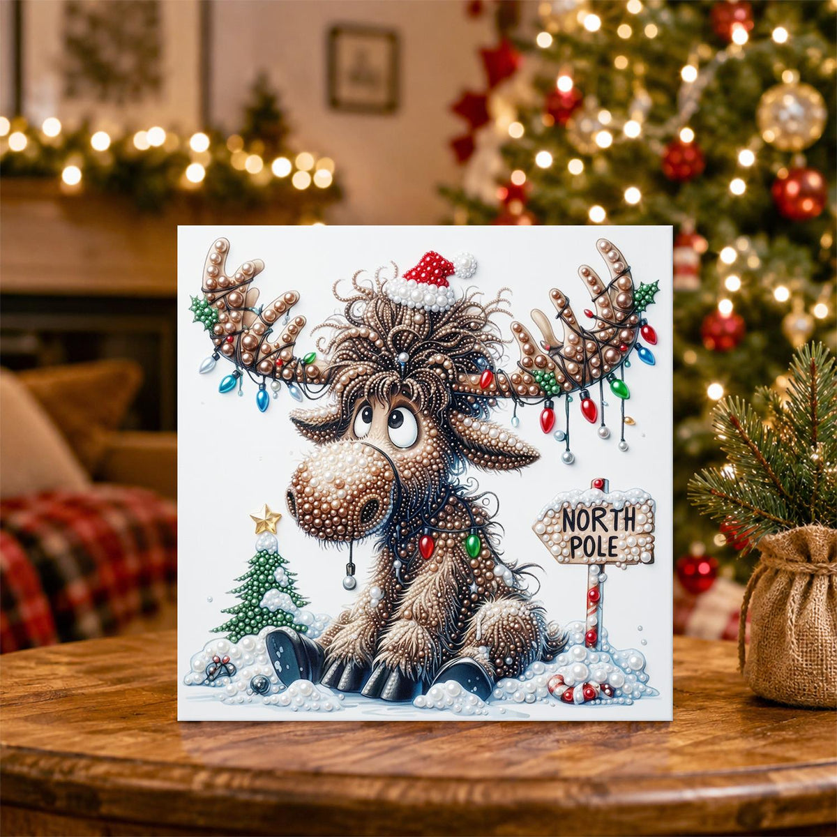 Tangled Lights North Pole Moose pearl painting – image 5