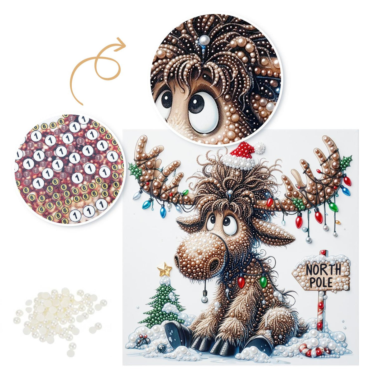 Tangled Lights North Pole Moose pearl painting – image 6