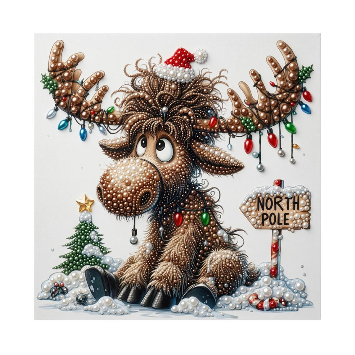 Tangled Lights North Pole Moose pearl painting – image 11