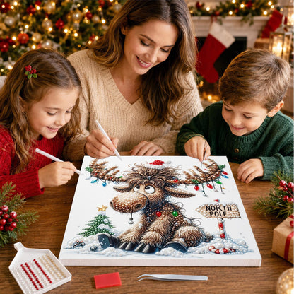 Tangled Lights North Pole Moose pearl painting – image 15