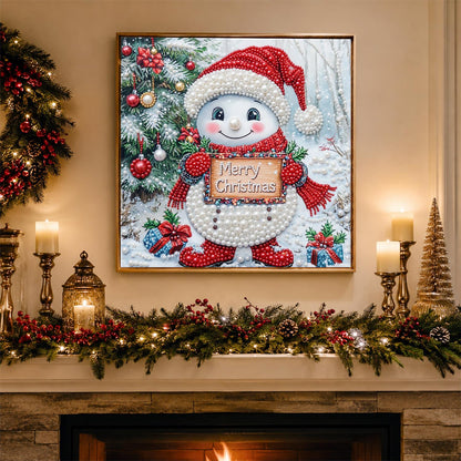 Snowman with a Merry Sign pearl painting – image 3