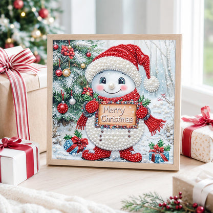 Snowman with a Merry Sign pearl painting – image 4