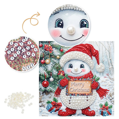 Snowman with a Merry Sign pearl painting – image 6