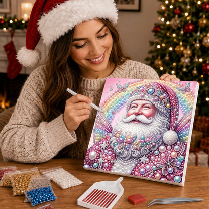 Rainbow Fairy-Winged Santa pearl painting – image 16