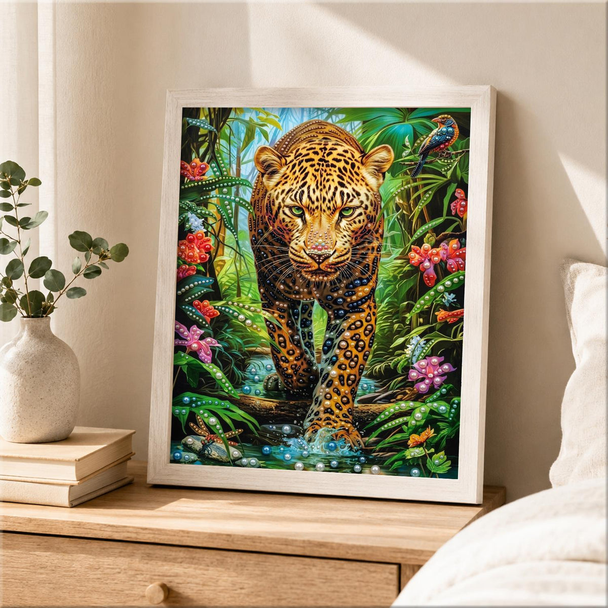 Leopard Prowling the Rainforest pearl painting – image 2