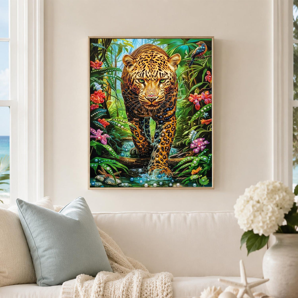 Leopard Prowling the Rainforest pearl painting – image 3