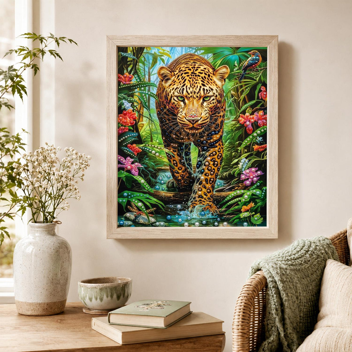 Leopard Prowling the Rainforest pearl painting – image 4