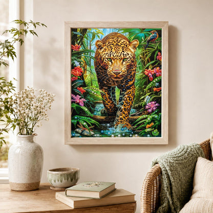 Leopard Prowling the Rainforest pearl painting – image 4