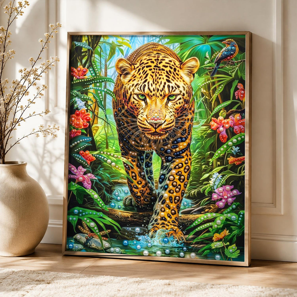 Leopard Prowling the Rainforest pearl painting – image 5