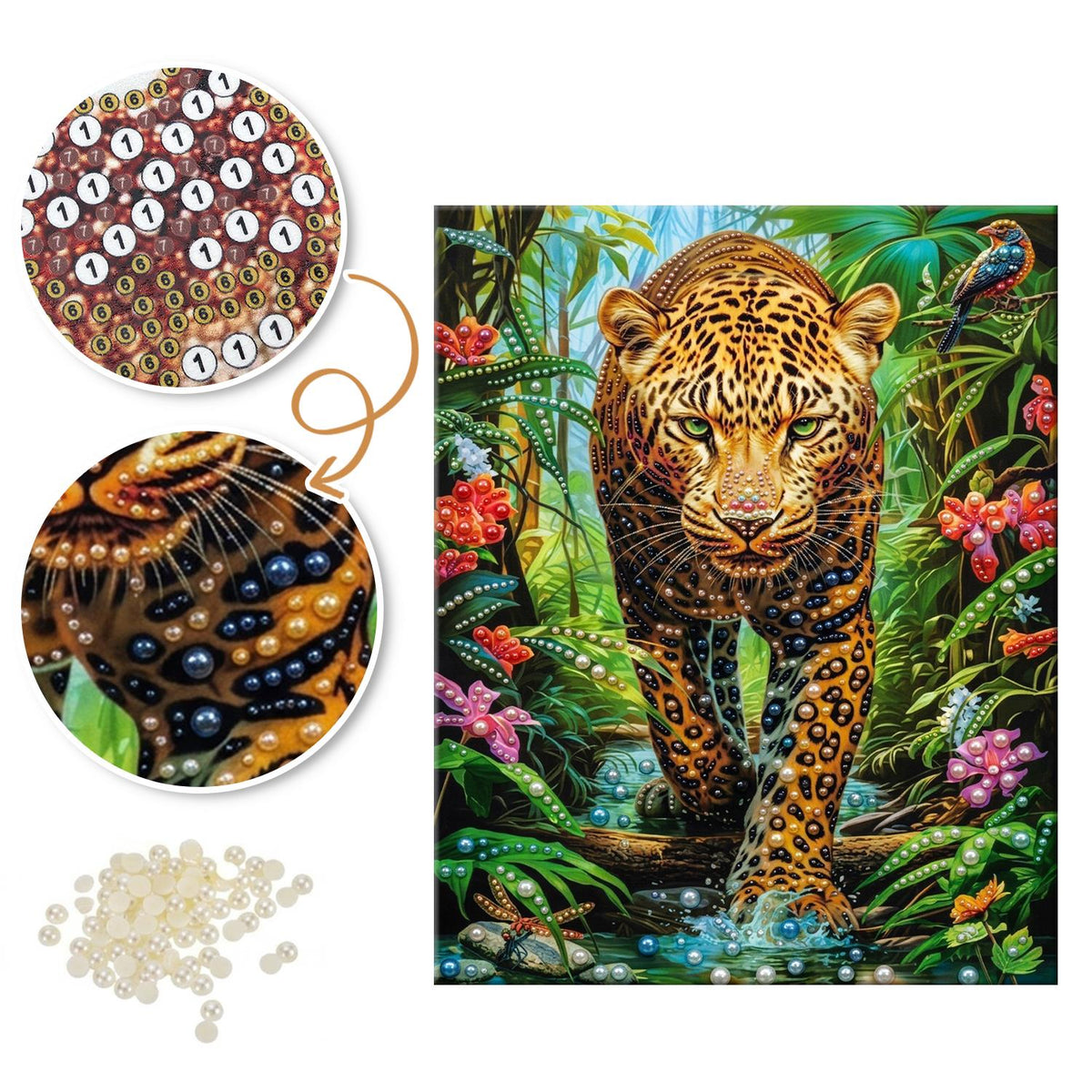 Leopard Prowling the Rainforest pearl painting – image 6