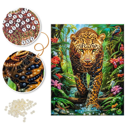 Leopard Prowling the Rainforest pearl painting – image 6
