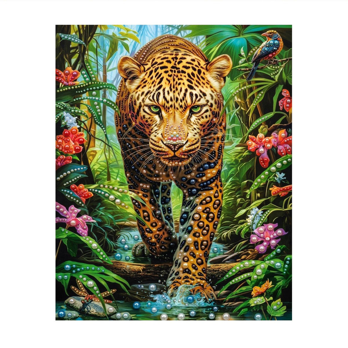 Leopard Prowling the Rainforest pearl painting – image 11