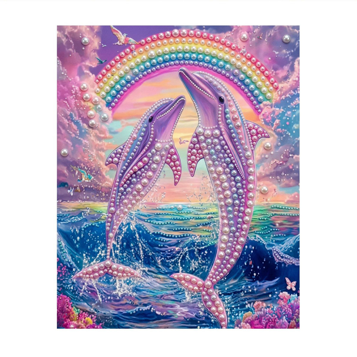 Leaping Dolphins Under a Rainbow pearl painting – image 11