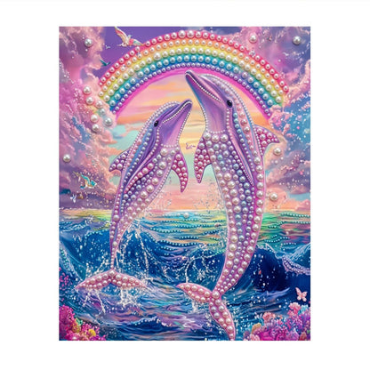 Leaping Dolphins Under a Rainbow pearl painting – image 11