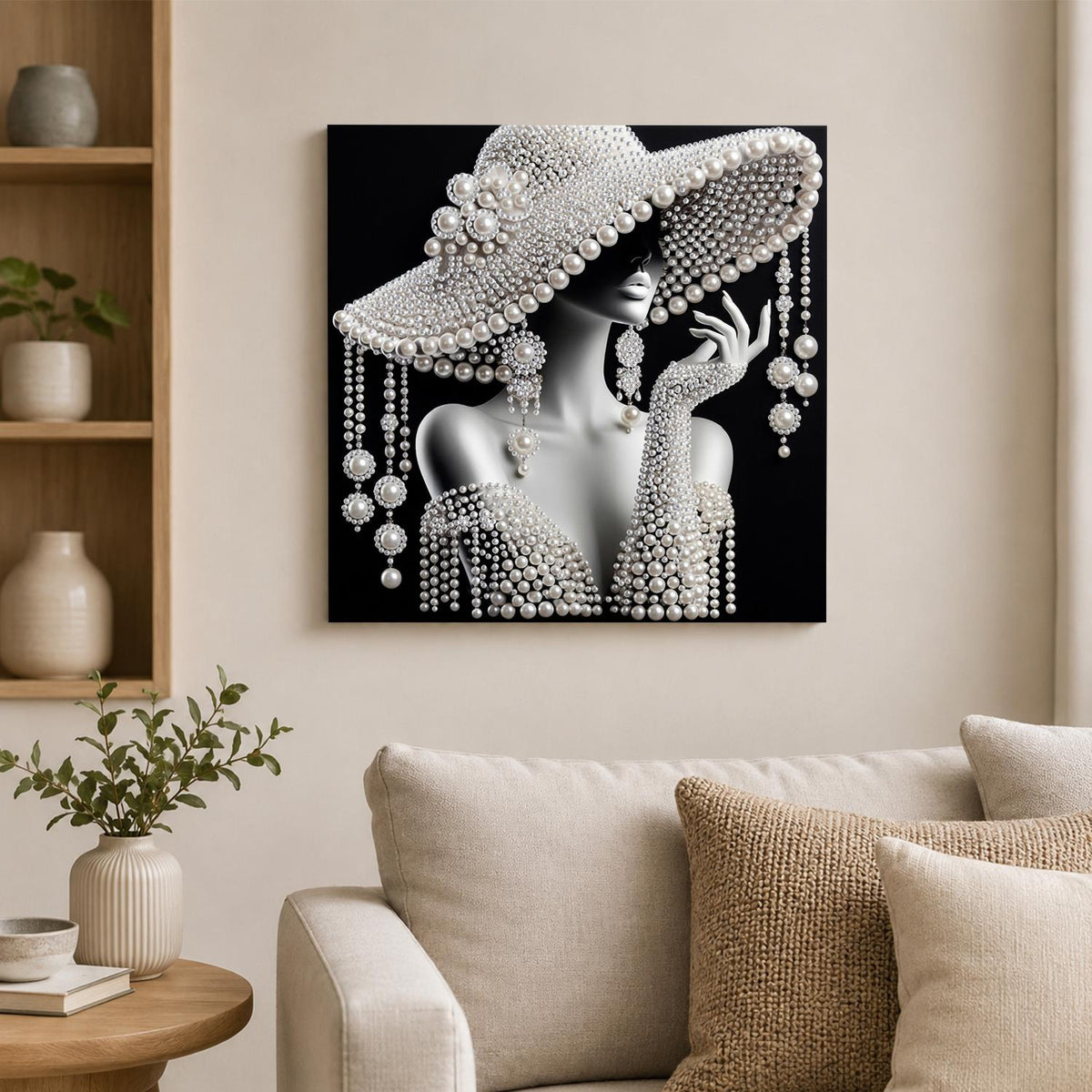 Vintage Glamour in a Wide Brim pearl painting – image 2