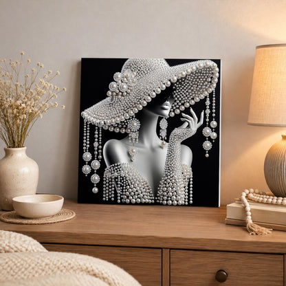 Vintage Glamour in a Wide Brim pearl painting – image 3