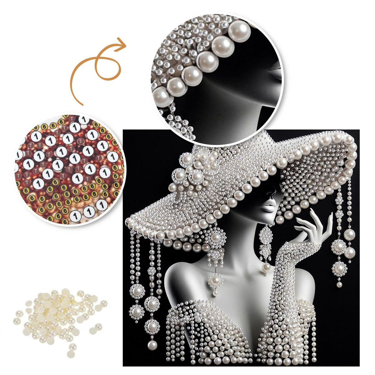 Vintage Glamour in a Wide Brim pearl painting – image 6